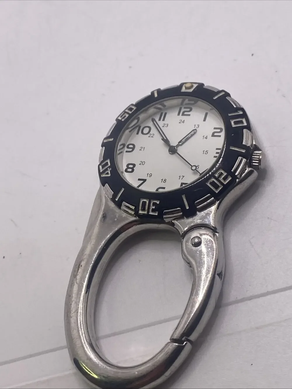 Mens Camping Clip Caribiner Watch Military Time New Battery